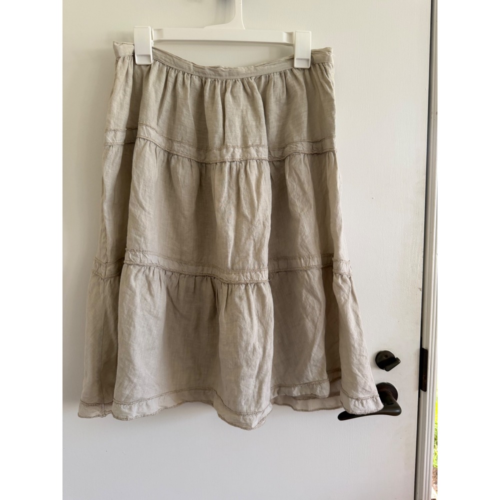 CP Shades tiered midi skirt boho lagenlook netural